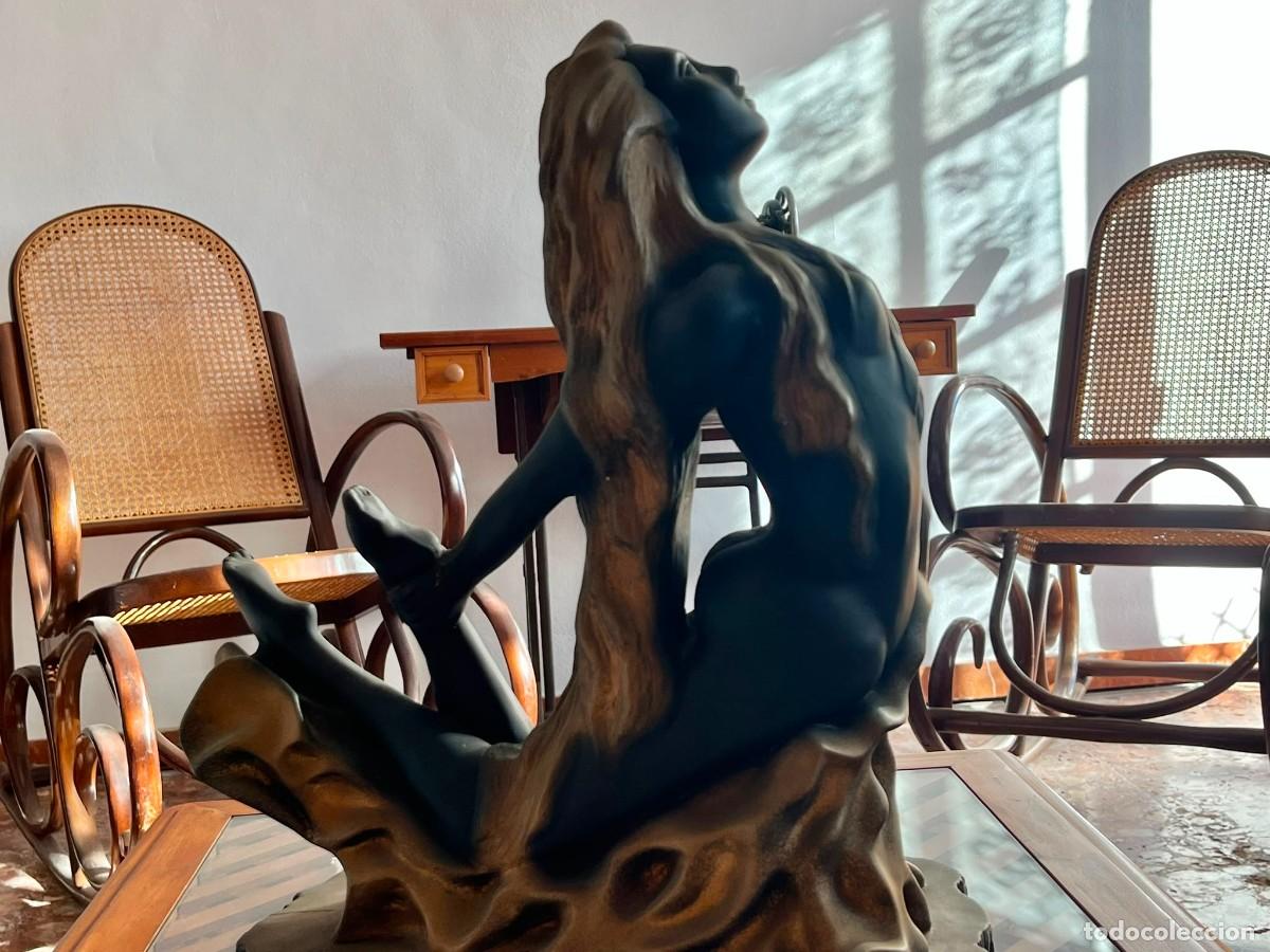 Vintage: Elegante Escultura Figura Femenina / Sirena Estilizada - Estilo Art D&eacute;co Vintage