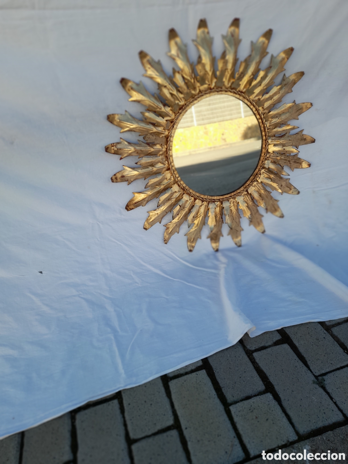 Vintage: ... espejo pared, metal policromado en oro