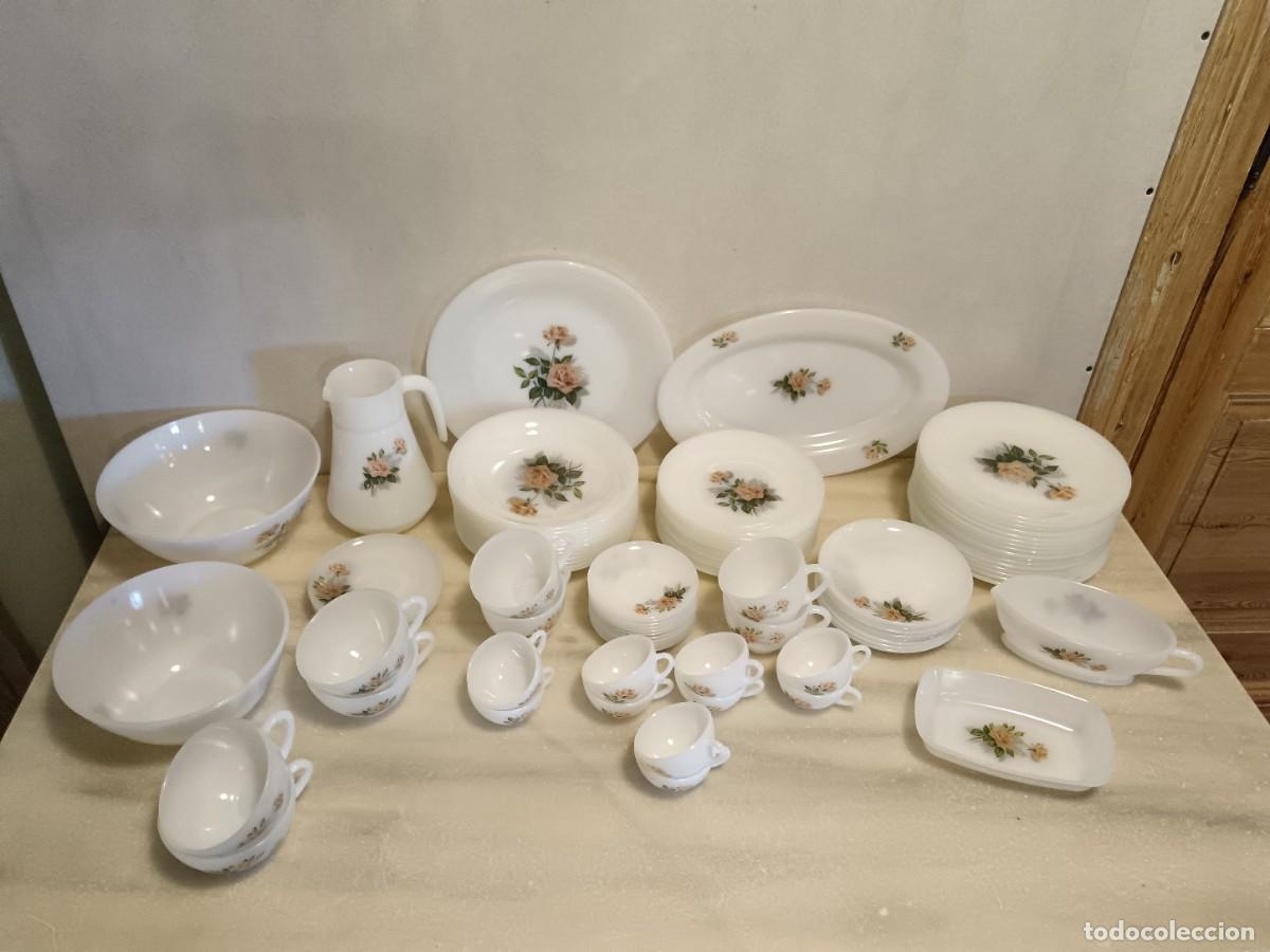 Vintage: VAJILLA DE OPALINA BLANCA. ARCOPAL. - Foto 1