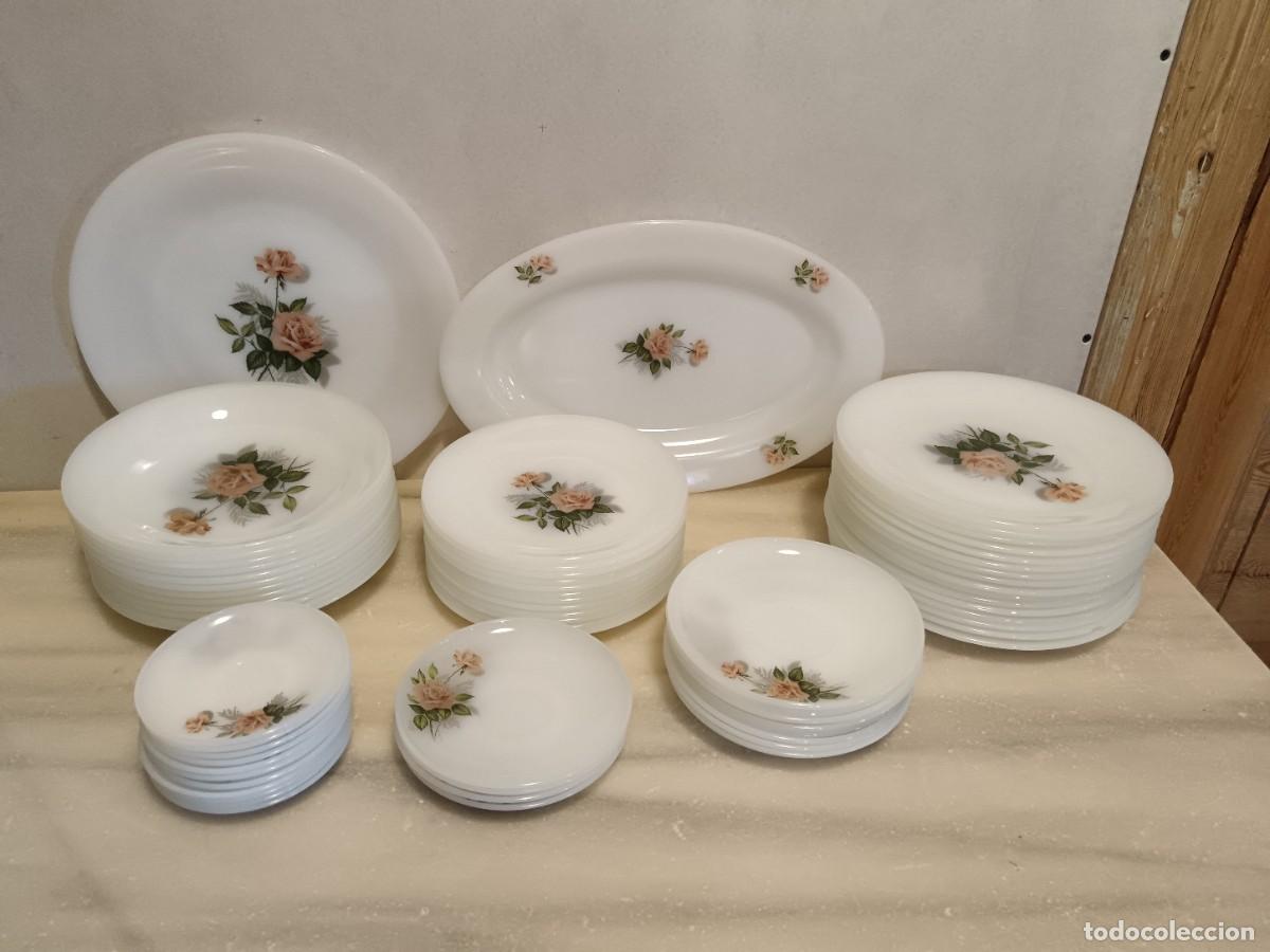 Vintage: VAJILLA DE OPALINA BLANCA. ARCOPAL. - Foto 2