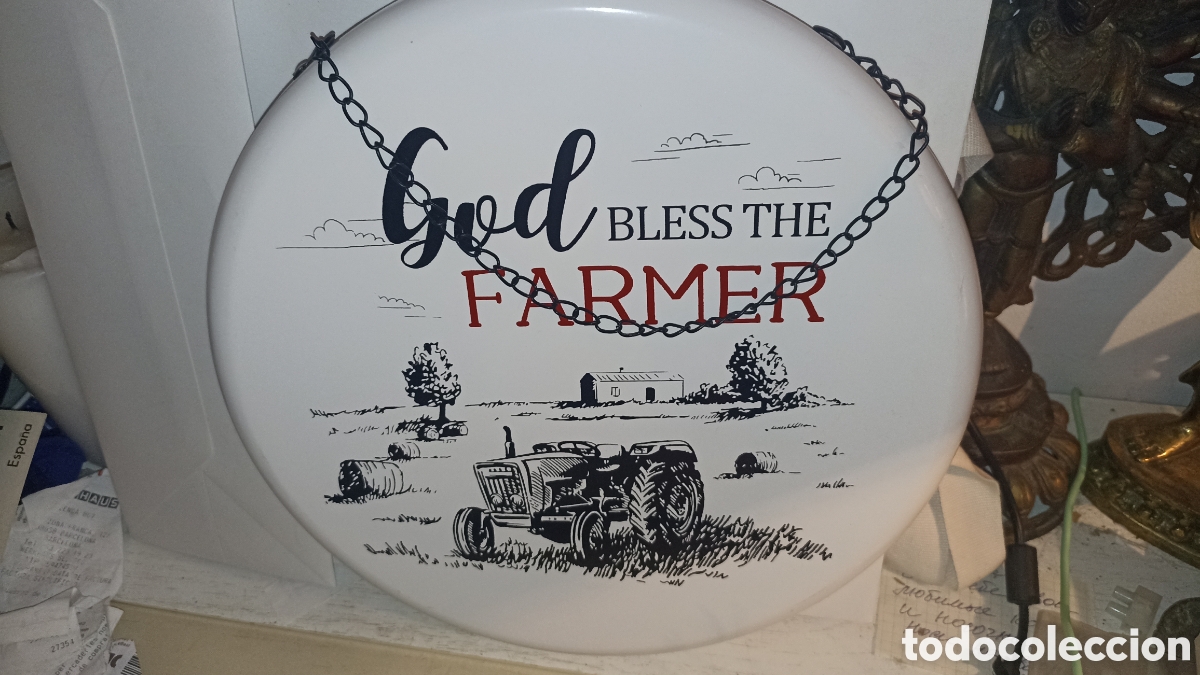 Vintage: &rdquo;God Bless the Farmer&rdquo; ,30 cm nueva en su embalaje