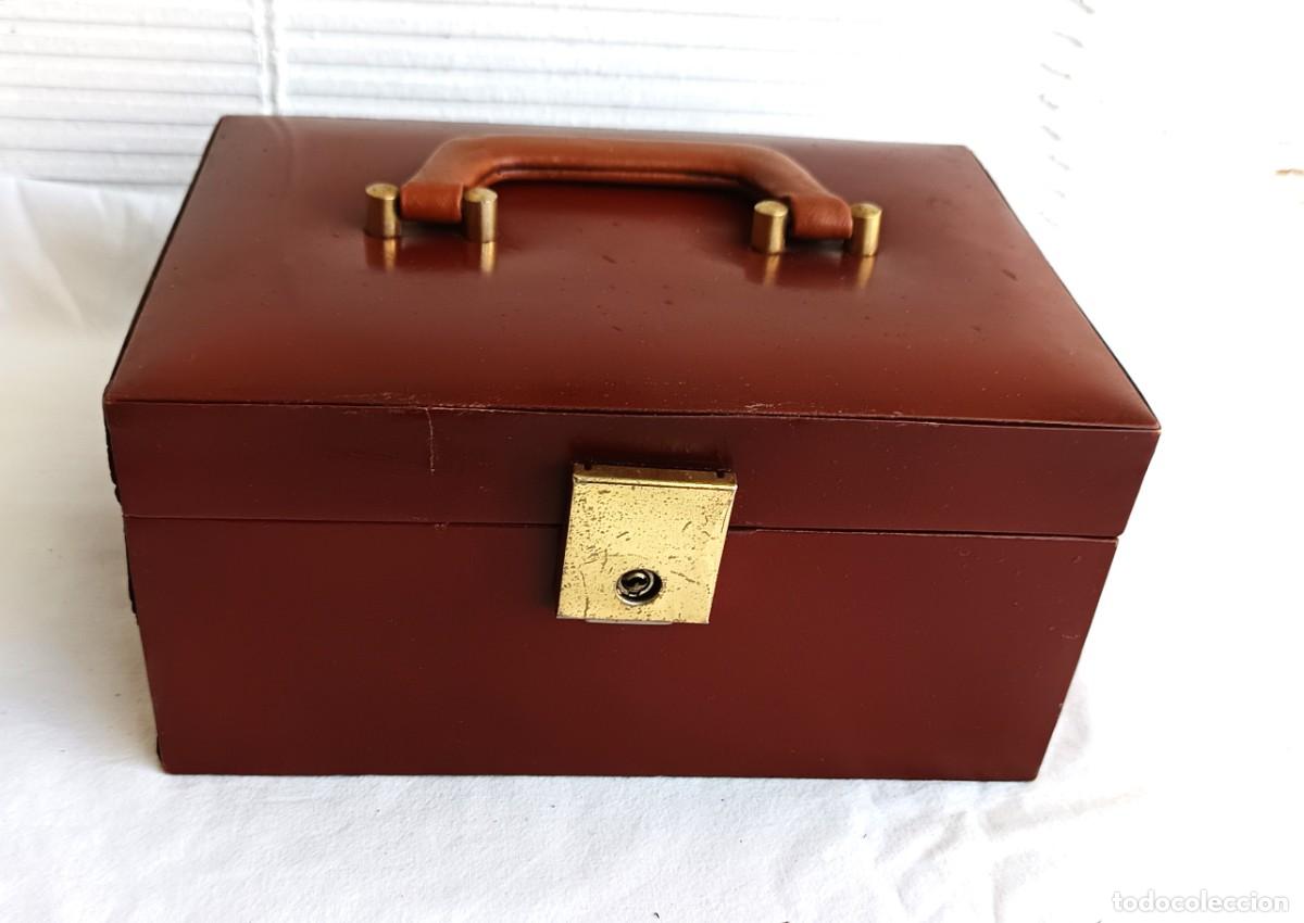 Vintage: Joyero - Lat&oacute;n dorado, Ante, Piel sint&eacute;tica Espa&ntilde;a - 1950-1960