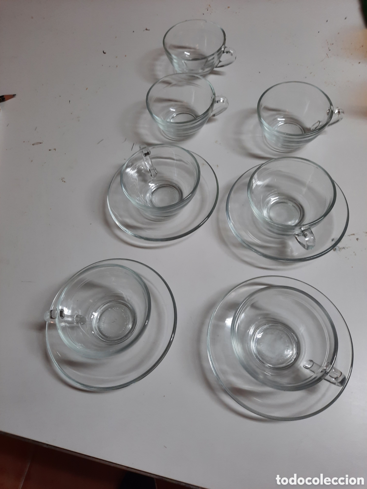Vintage: Duralex transparente, 4 servicios de caf&eacute; y 3 tazas de repuesto
