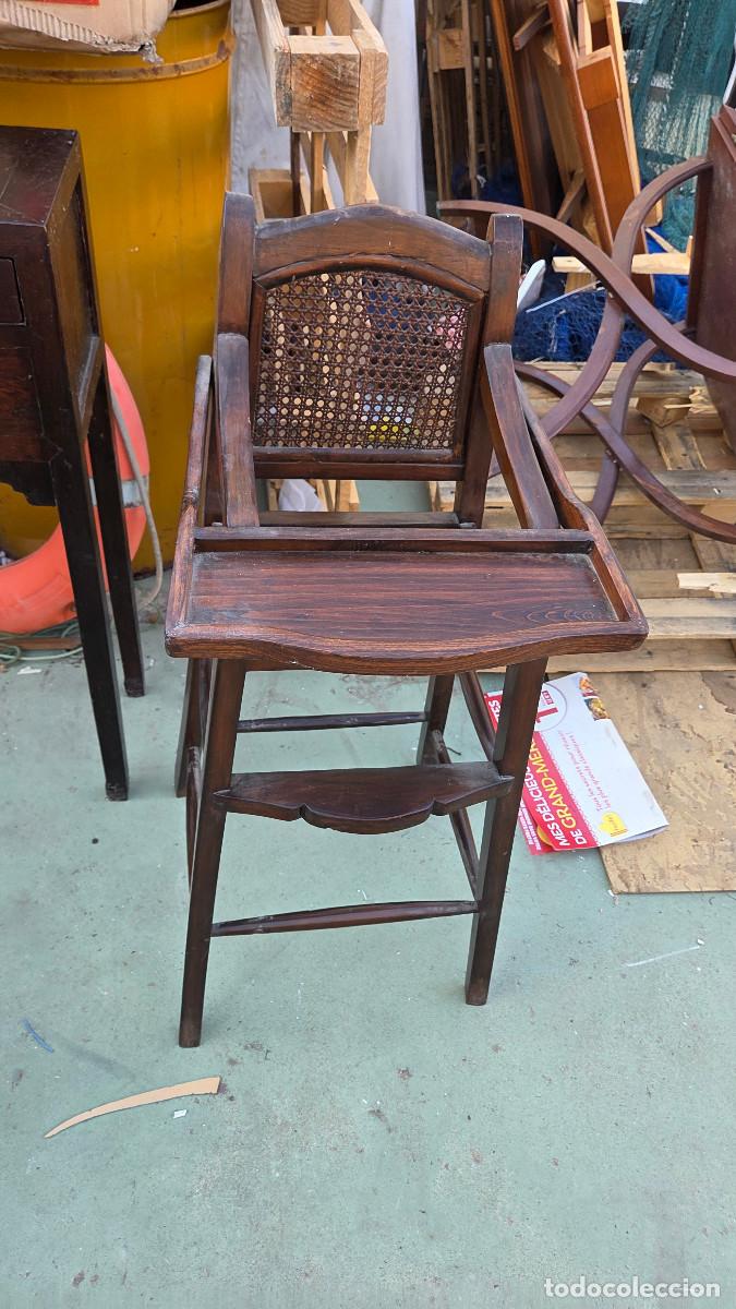 Vintage: sillon trona de bebe madera