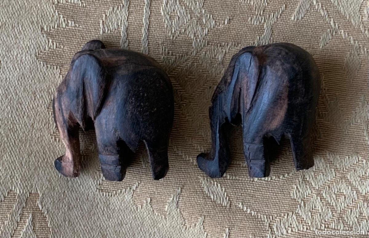 Vintage: PAREJA DE ELEFANTES MADERA NOBLE SIN BARNIZAR
