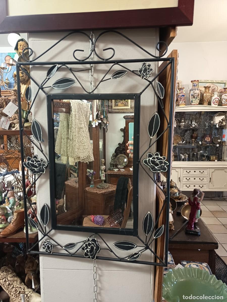 Vintage: Espejo de forja Flores - Foto 1