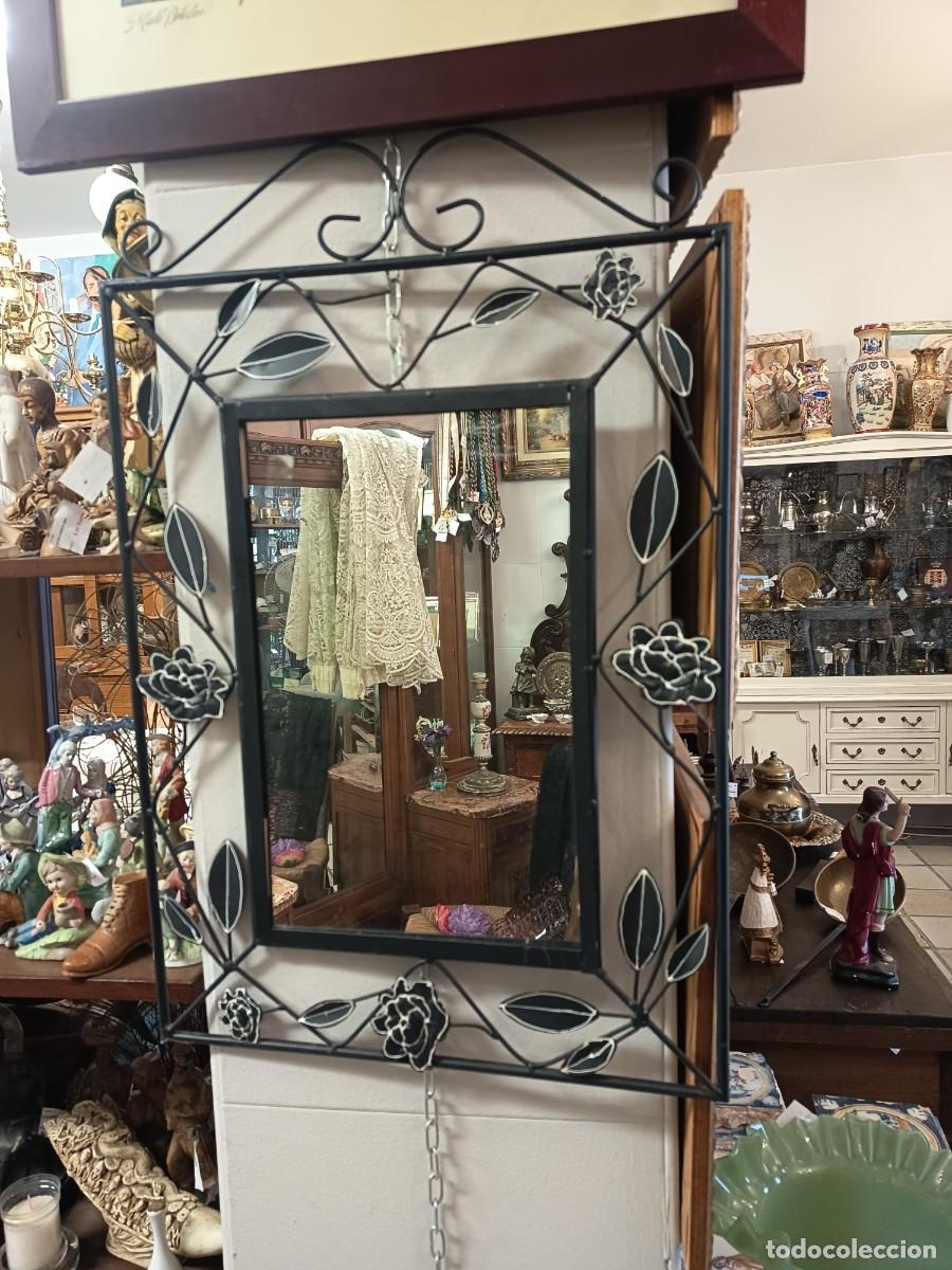 Vintage: Espejo de forja Flores - Foto 7