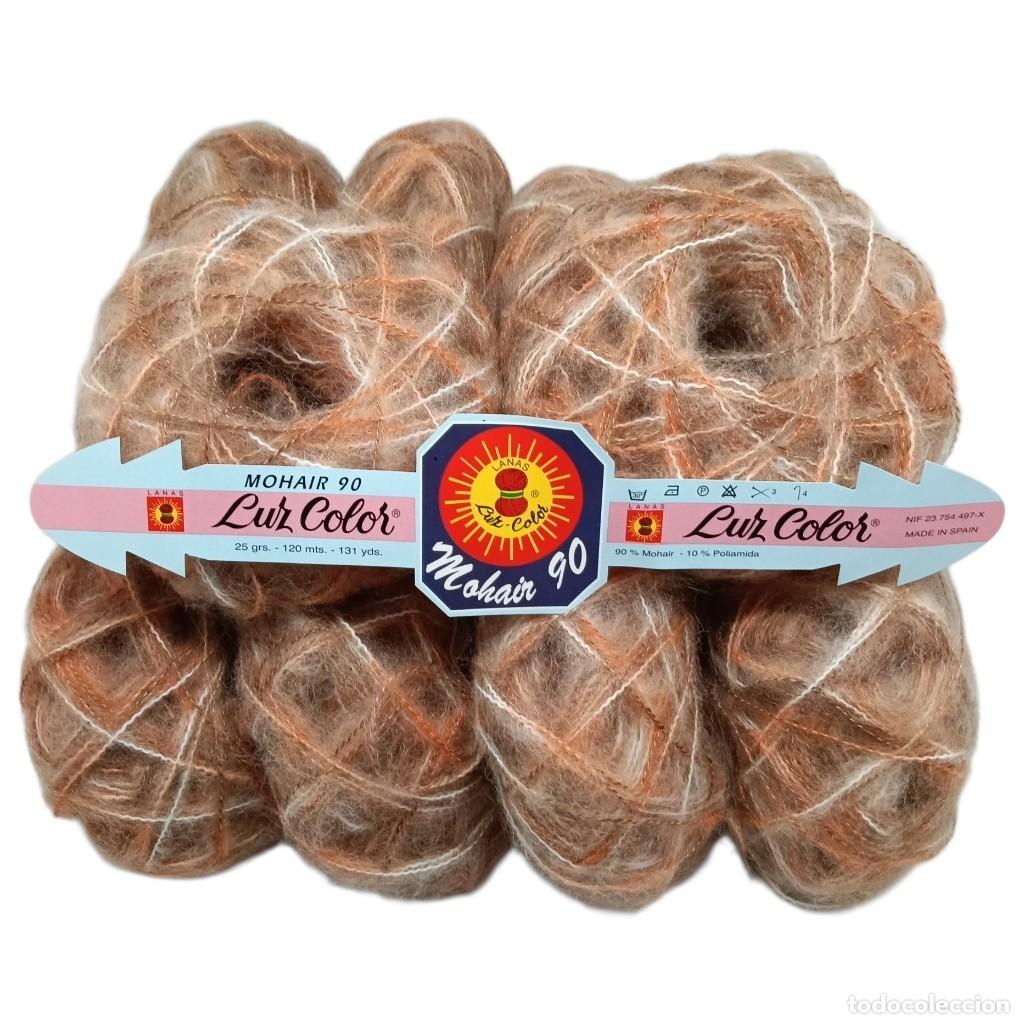 Vintage: Lote de 10 ovillos lana Mohair suave Poliamida multicolor beige