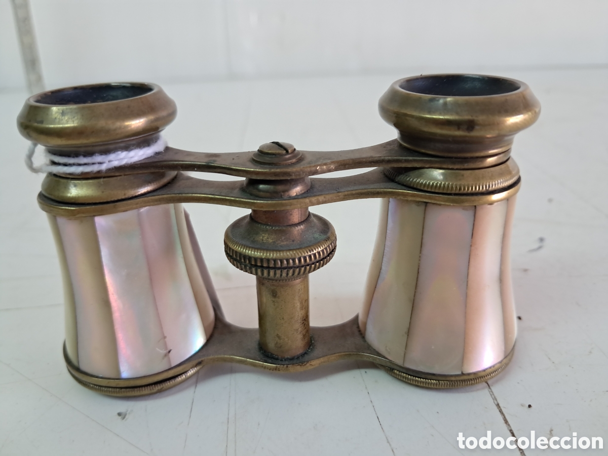 Vintage: Prismaticos antiguos de n&aacute;car y bronce