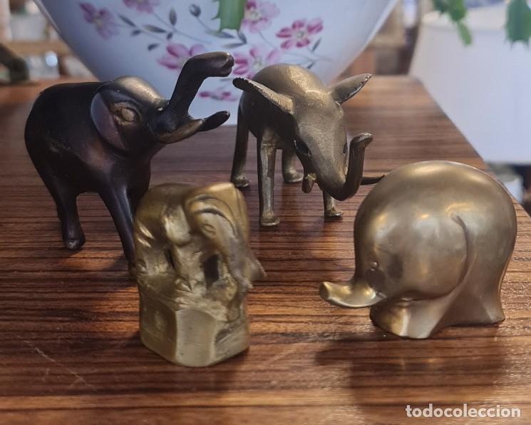 Vintage: Lote 4 Figuras de Elefantes de Lat&oacute;n y Bronce Vintage Coleccionismo Brassware