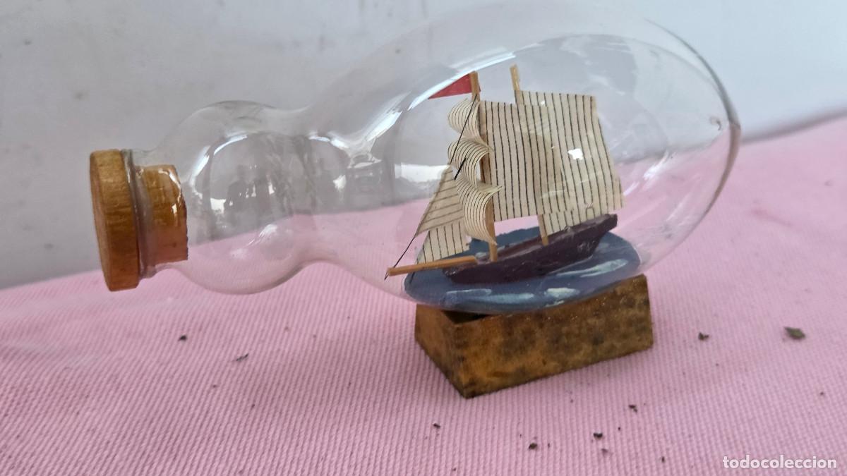 Vintage: mini barco dentro de una botella - Foto 2