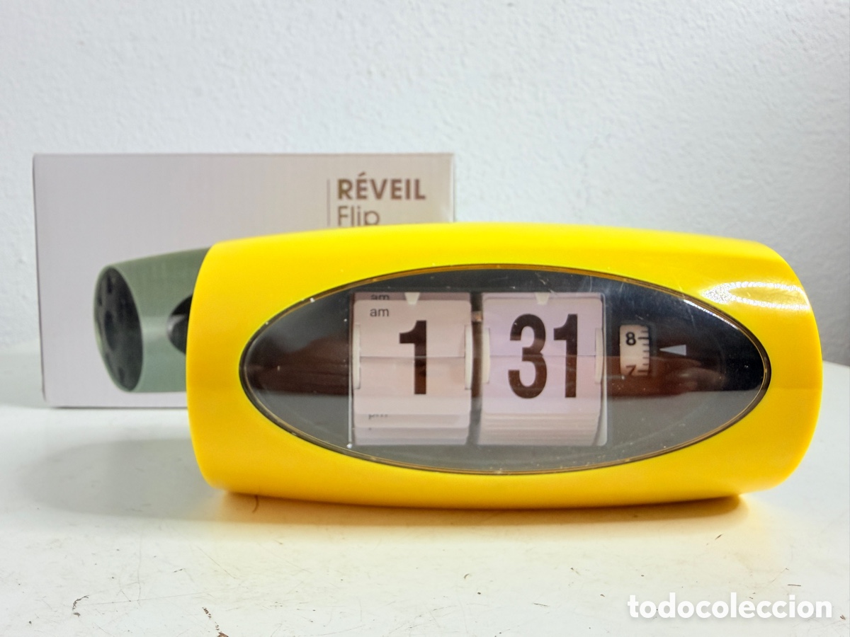Vintage: Anytime reloj despertador Flip Clock amarillo moderno