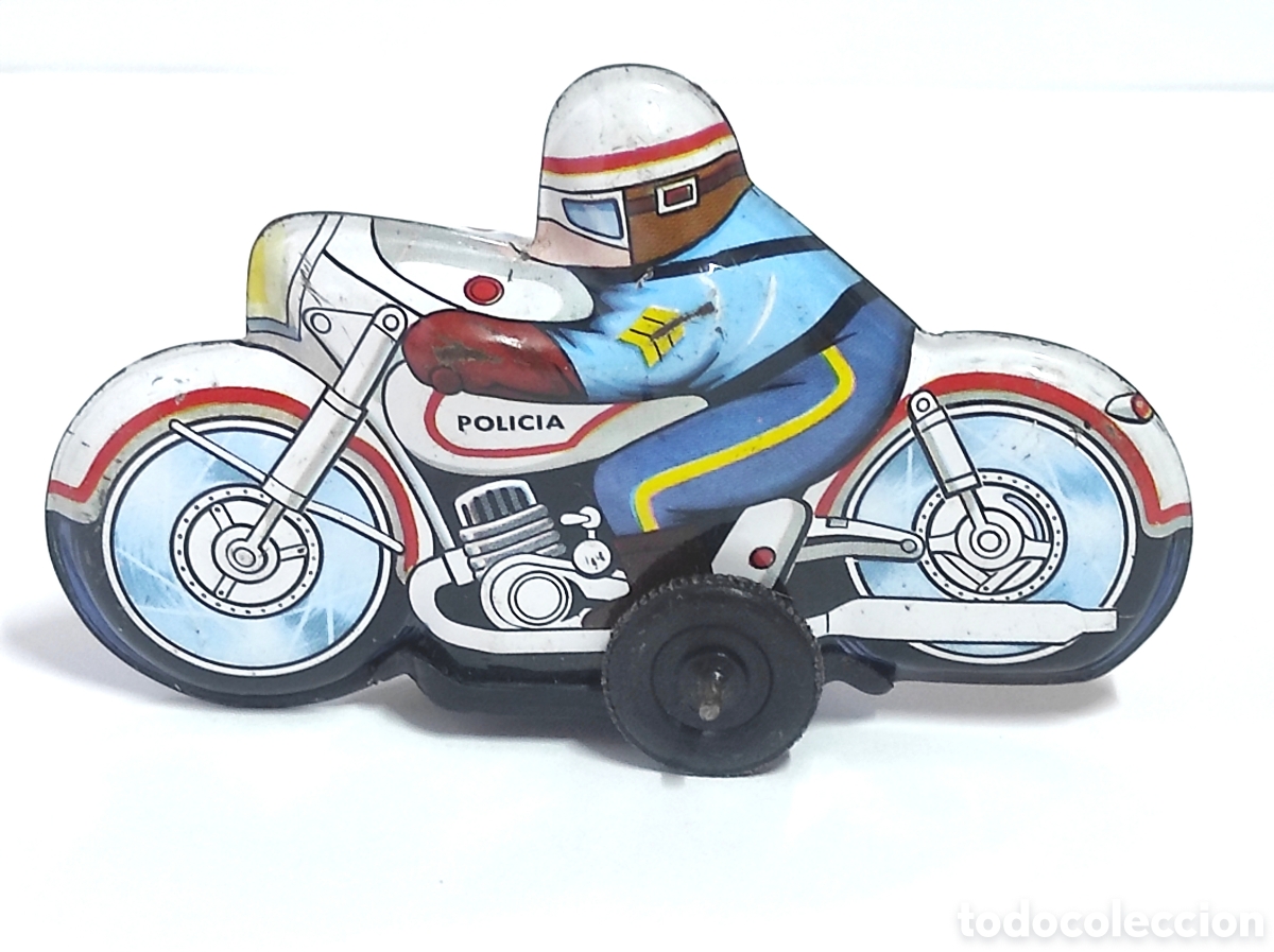 Vintage: Moto Policia Hojalata vintage,marca Juguetes Rom&aacute;n