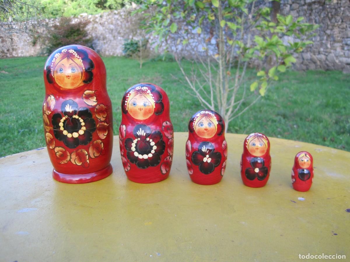 Vintage: MATRIUSKA - CINCO MU&Ntilde;ECAS RUSAS - MADERA - A&Ntilde;OS 80
