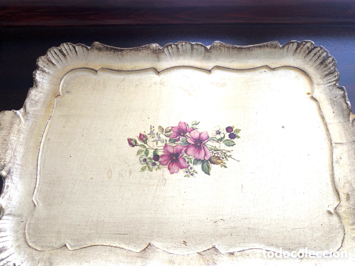 Vintage: Bandeja vintage de madera pintada - Foto 3