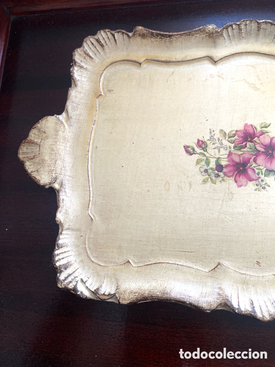 Vintage: Bandeja vintage de madera pintada - Foto 4