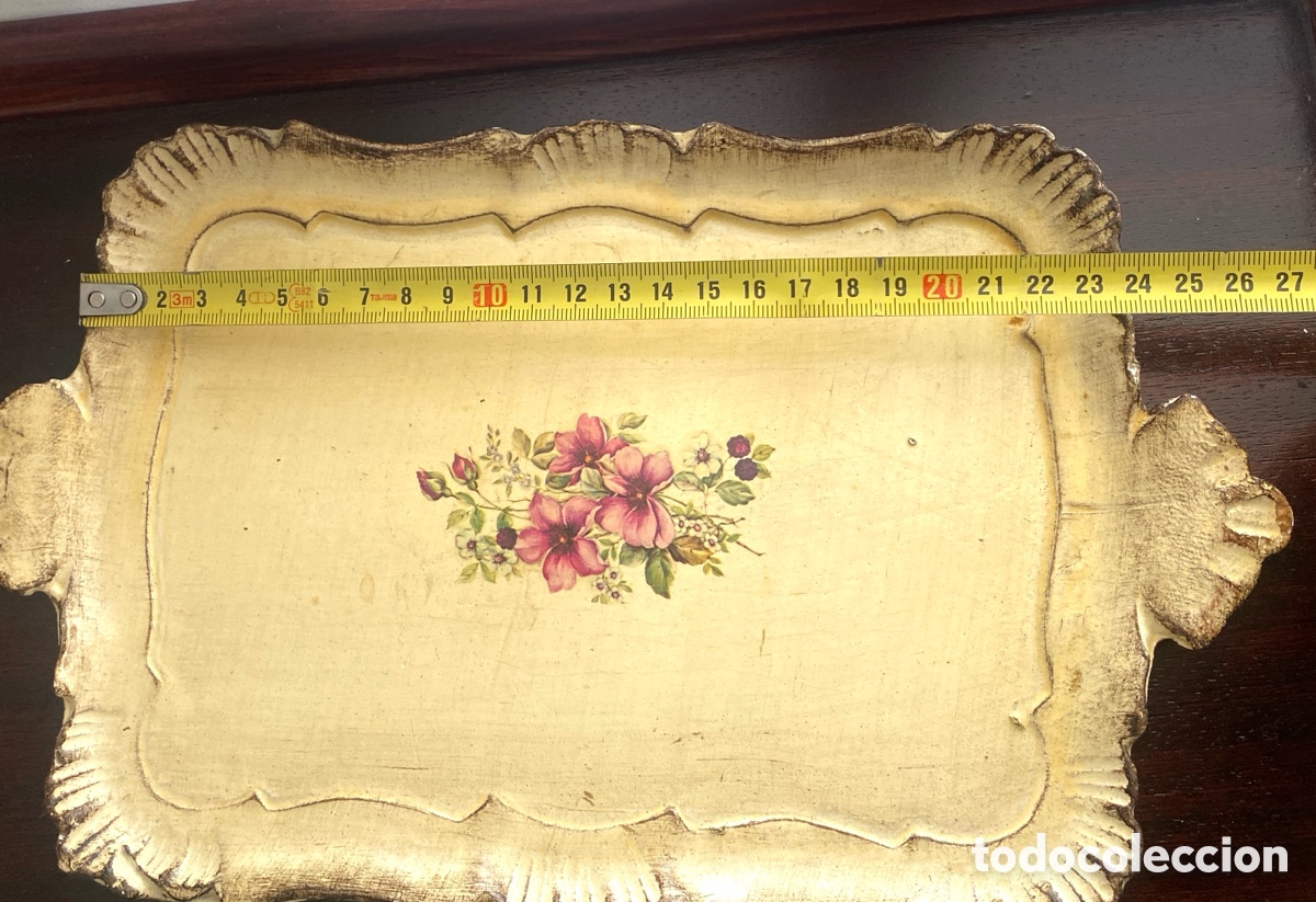 Vintage: Bandeja vintage de madera pintada - Foto 8
