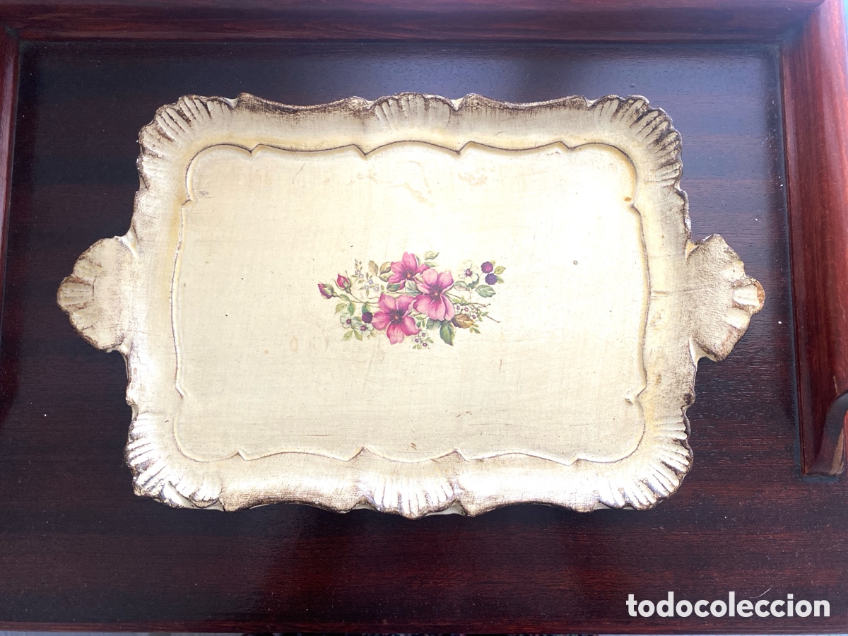 Vintage: Bandeja vintage de madera pintada - Foto 1