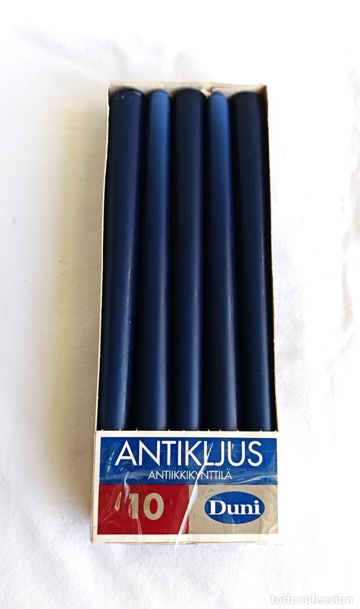 Vintage: 10 velas largas (Antikljus) - azul marino - Duni - Suecia