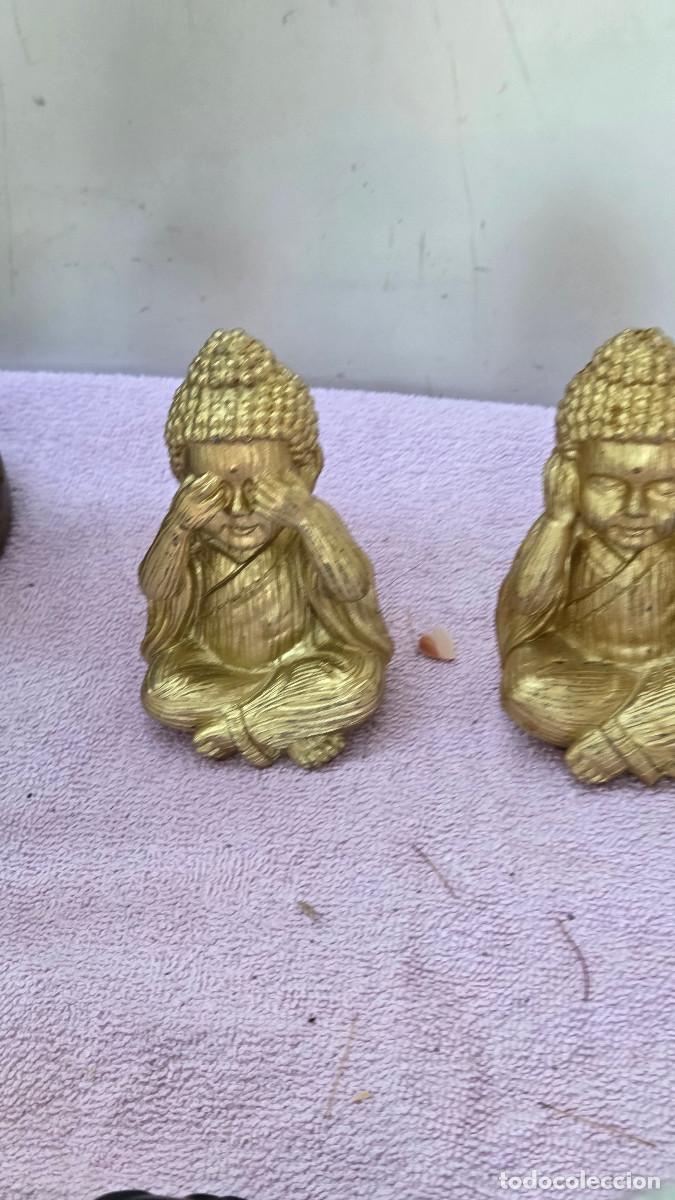 Vintage: 2 peque&ntilde;os budas dorado - Foto 2