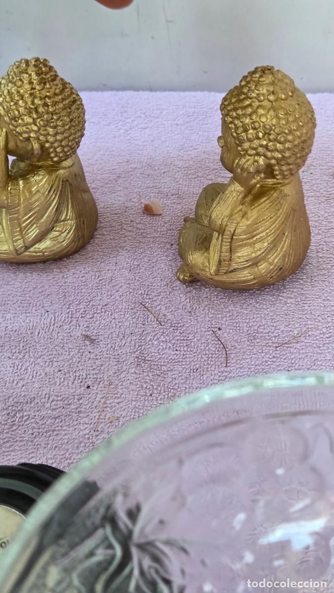 Vintage: 2 peque&ntilde;os budas dorado - Foto 4