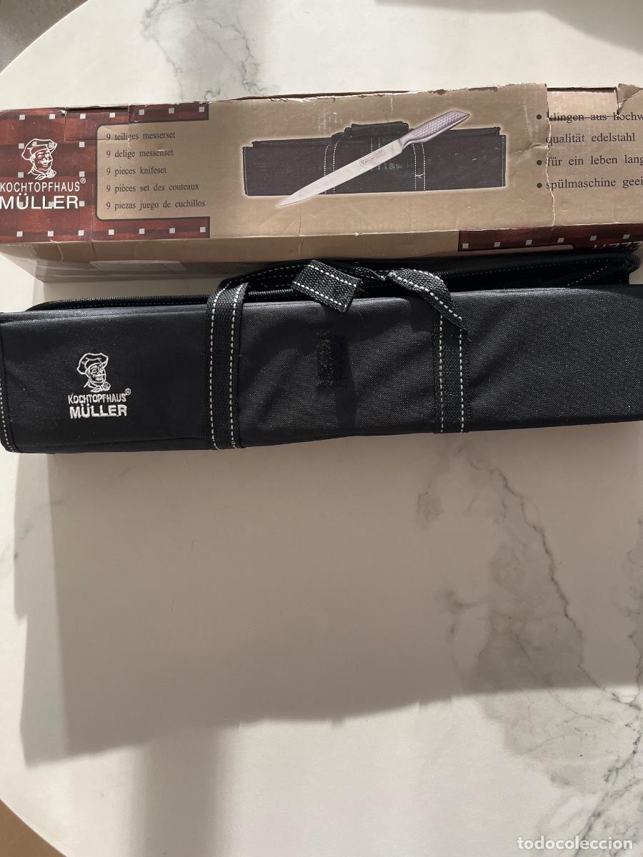 Vintage: Estuche Vintage de 9 piezas juego de cuchillos. A&ntilde;os 90. Marca Muller.