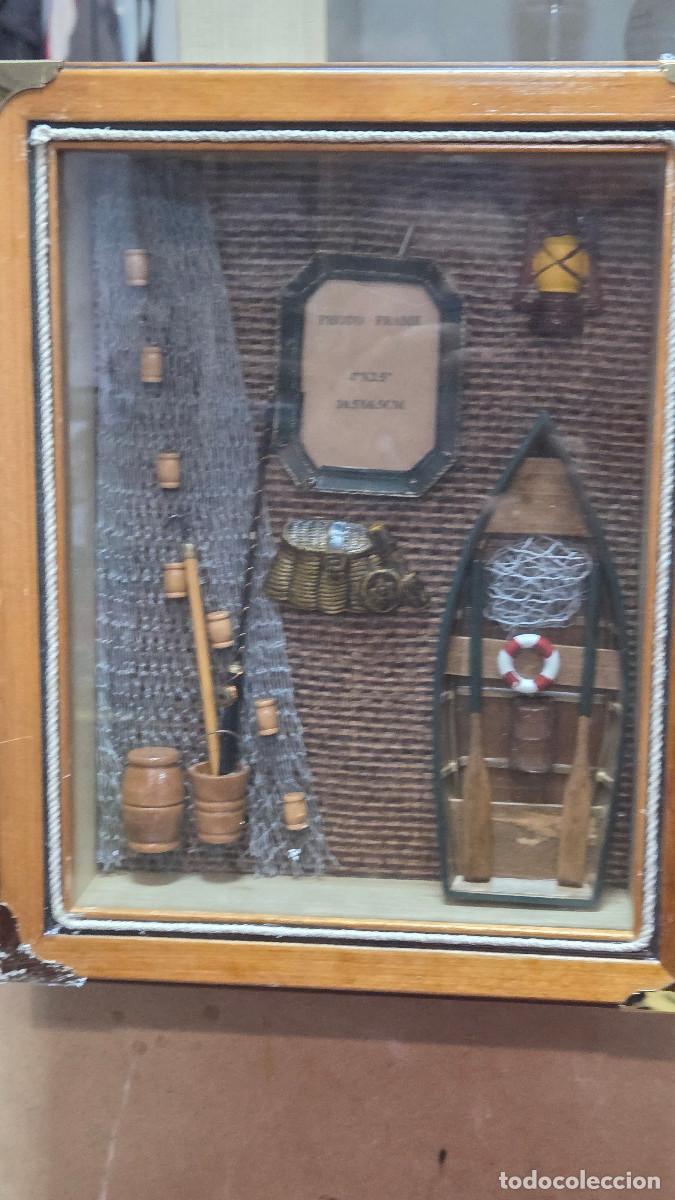 Vintage: cuadro con ascesorios de pesca - Foto 2
