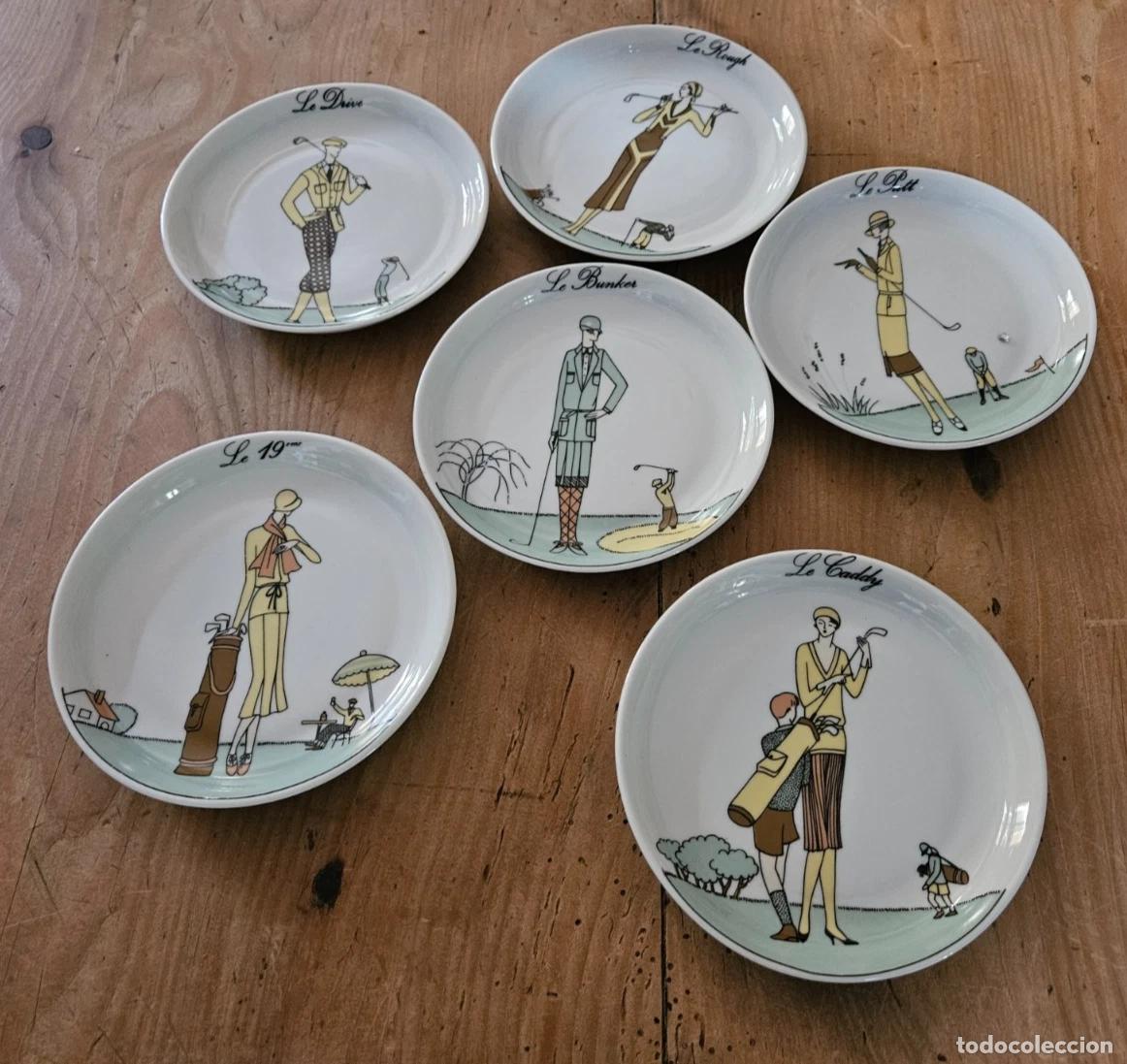Vintage: 6 ASSIETTES EN PORCELAINE D'AUTEUIL COLLECTION GOLF DIAMETRE 13.50 CM BEL ETAT