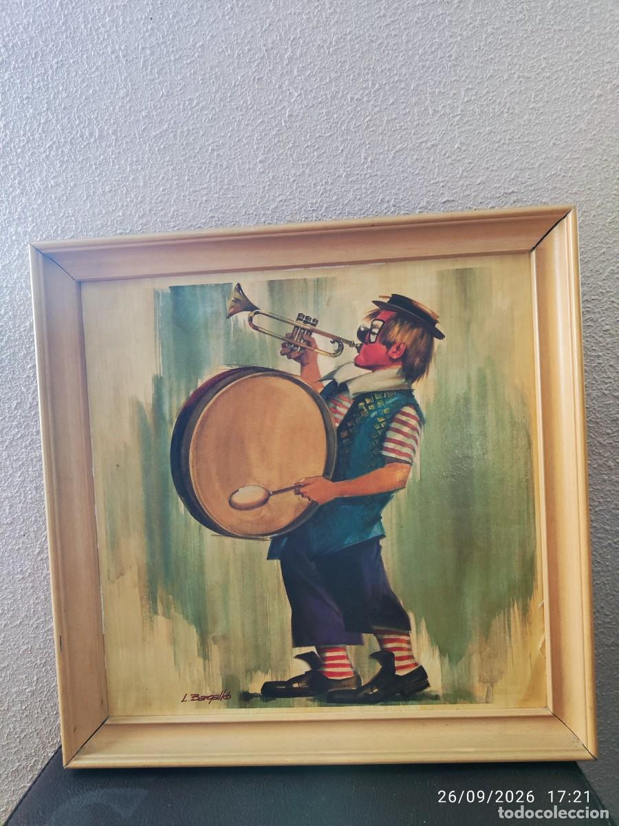Vintage: CUADRO PAYASO EN TABLA ,DE LUIS BARGALLO.