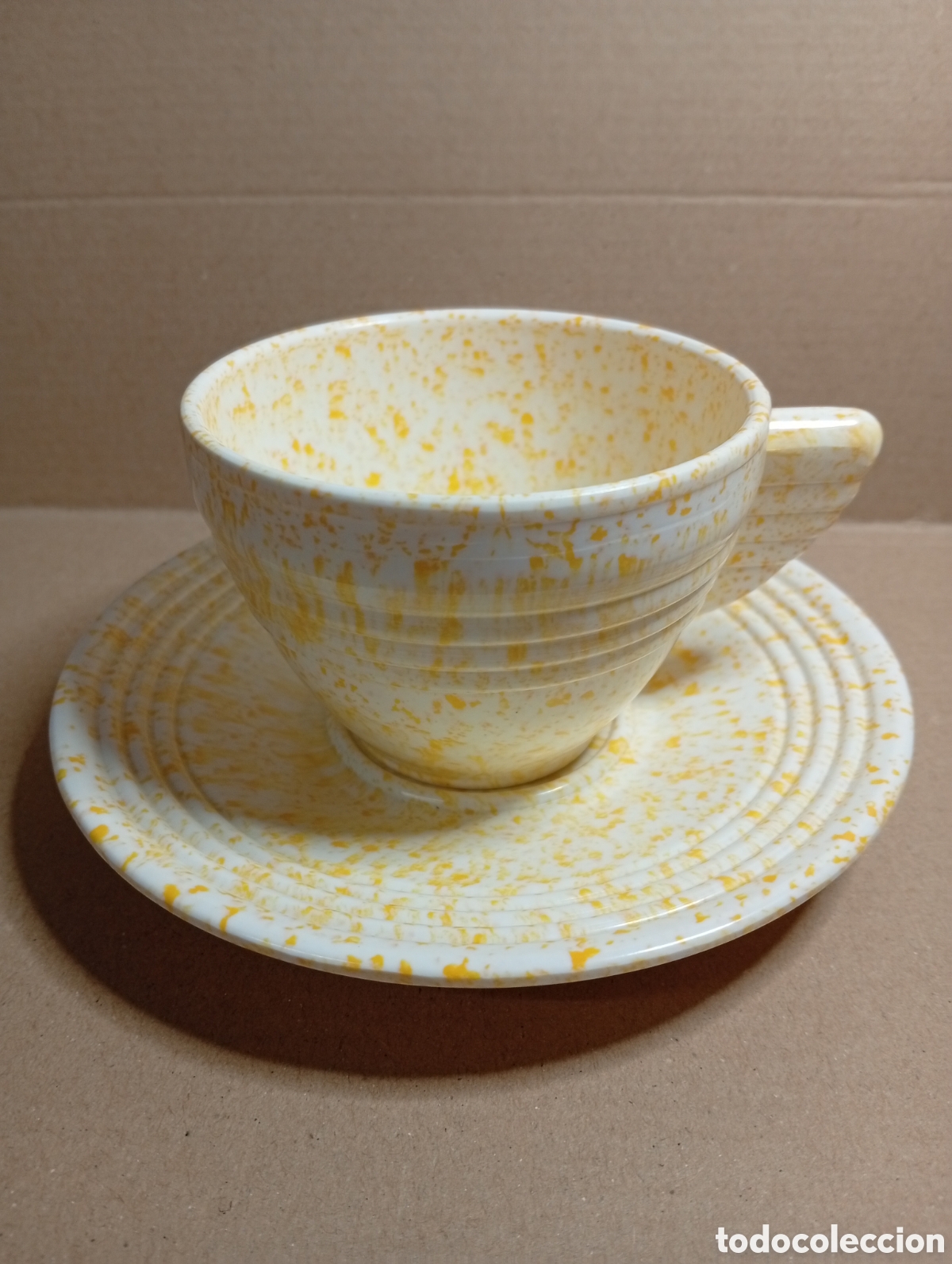 Vintage: Plato y taza Melamina marmorada
