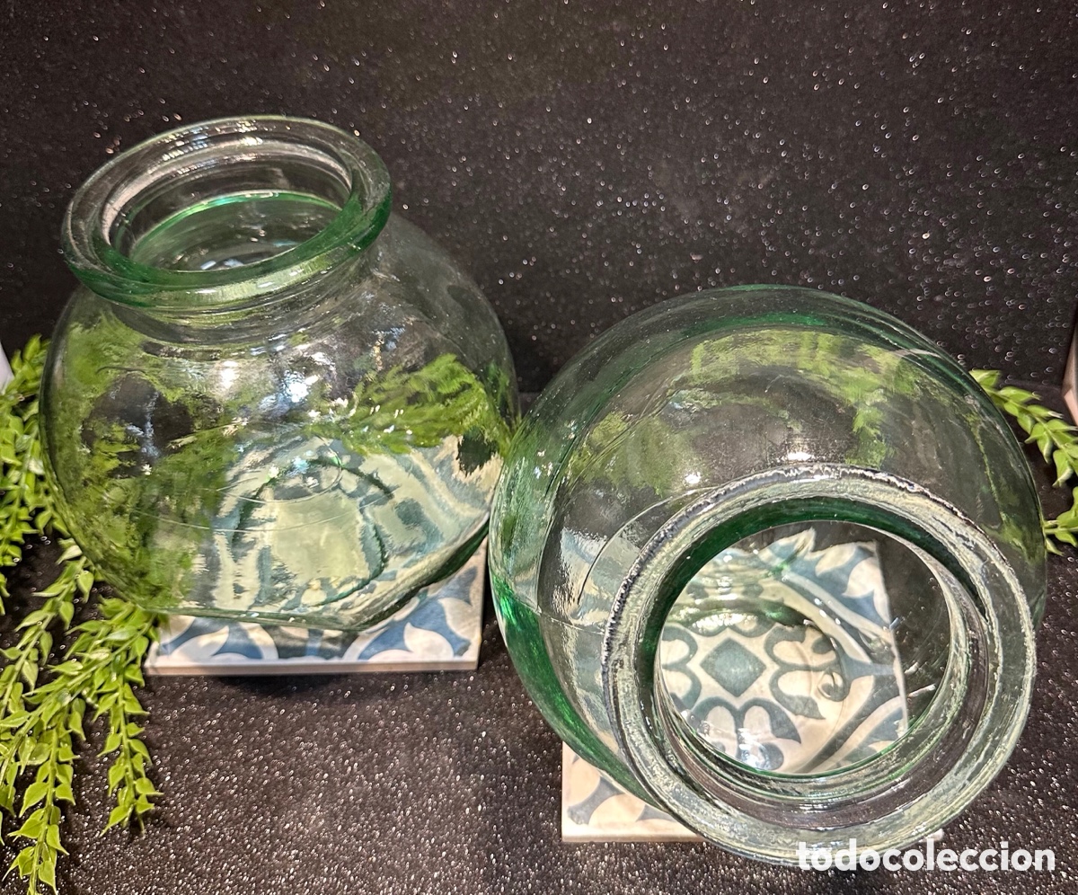 Vintage: Tarros de caramelos vintage con corte en &aacute;ngulo de Albi Glass.