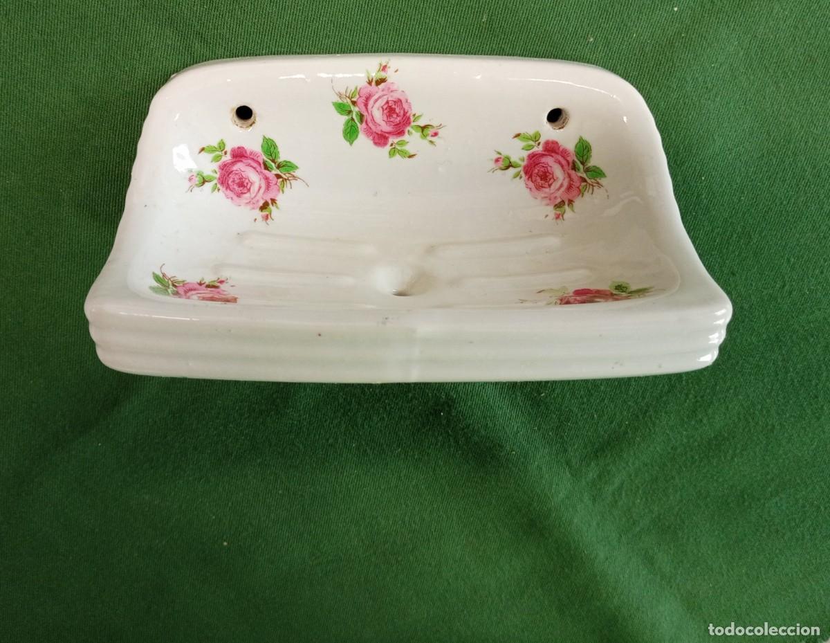 Vintage: Jabonera de porcelana. Dec&oacute;. Serigrafiada. A&ntilde;os 40