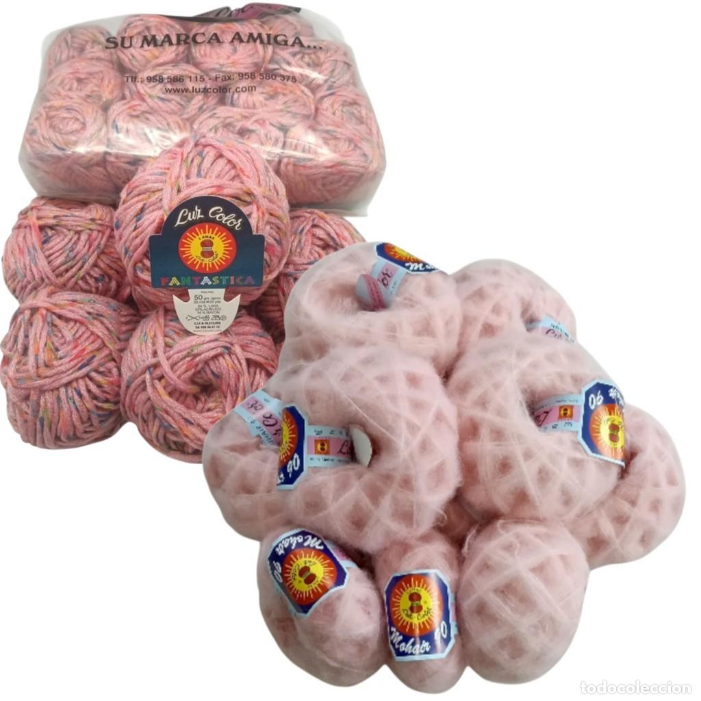 Vintage: Lote 25 ovillos lana-mohair. Tejer chal brisa Rosa