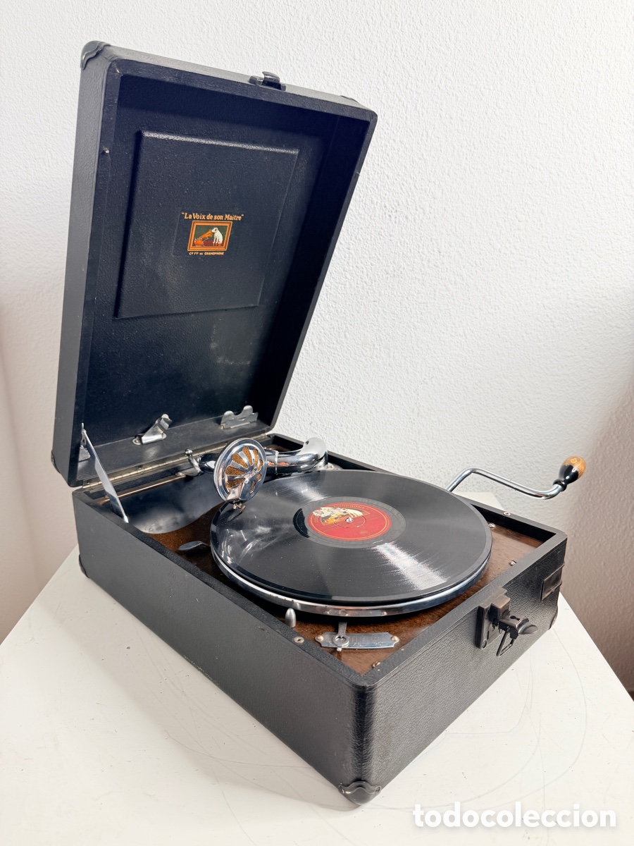 Vintage: Gram&oacute;fono Port&aacute;til La Voix de son Ma&icirc;tre Solo Decoraci&oacute;n Exposici&oacute;n