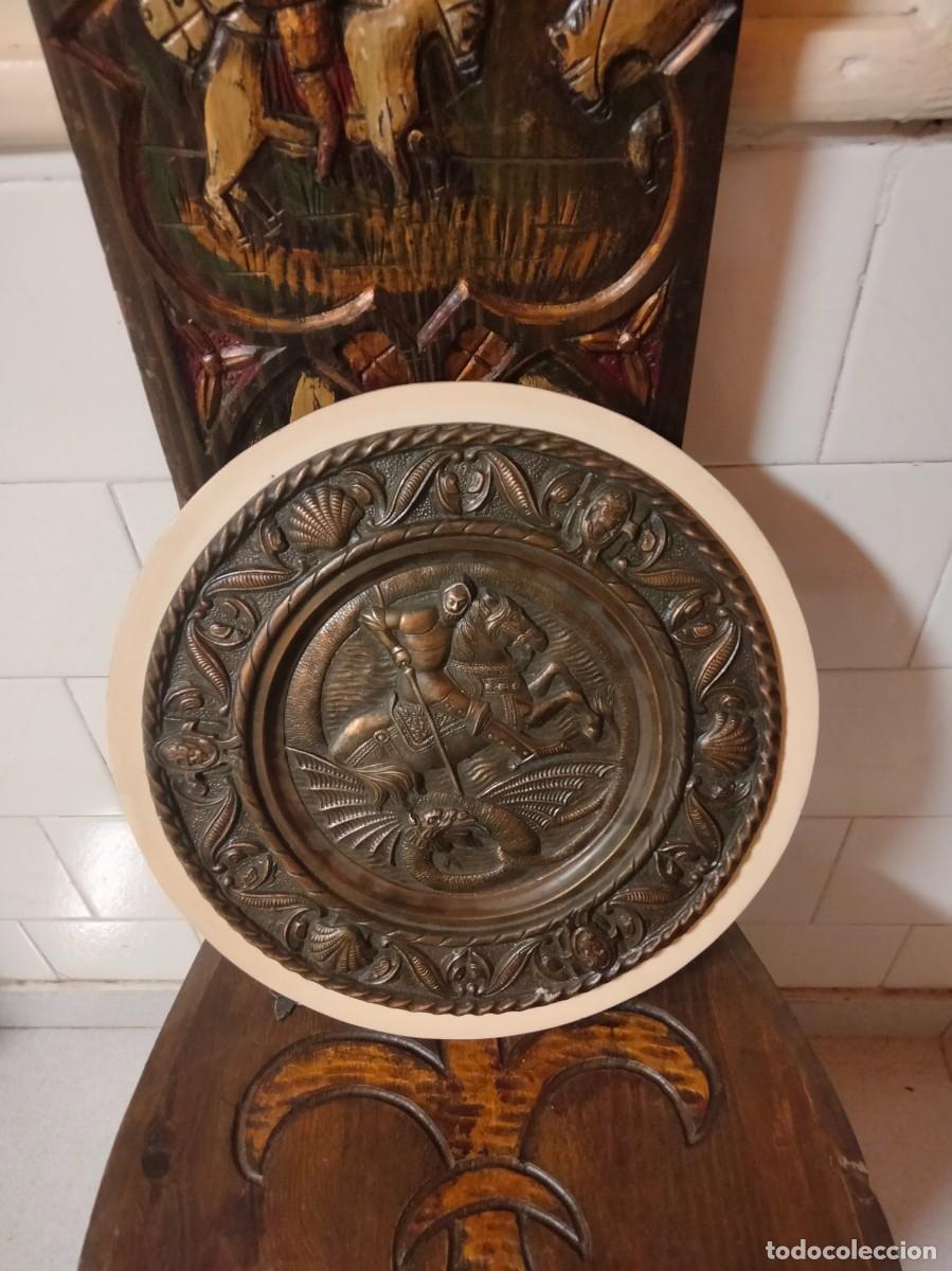 Vintage: Antiguo plato San Jorge y Drag&oacute;n (30 cm) Alta orfebrer&iacute;a firmada