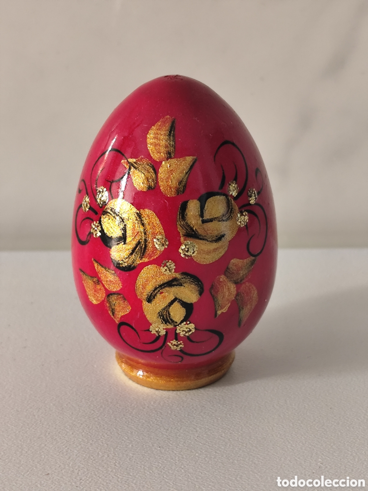 Vintage: Huevos de pascua de madera pintado a mano