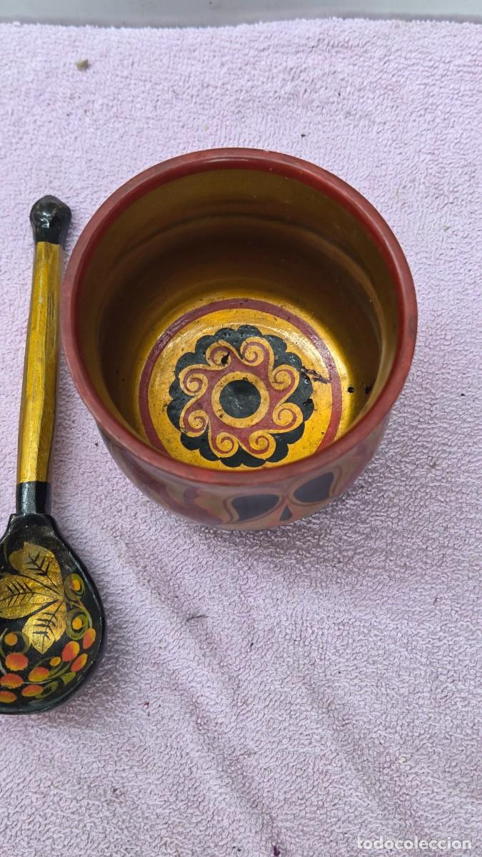 Vintage: cuenco y cuchar de madera ruso - Foto 5