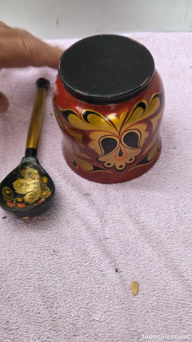 Vintage: cuenco y cuchar de madera ruso - Foto 6