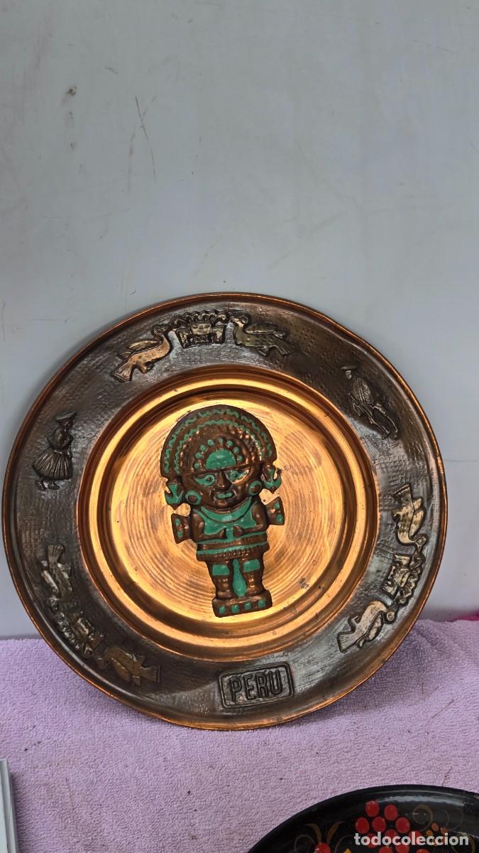 Vintage: plato de cobre mexicano inca - Foto 1