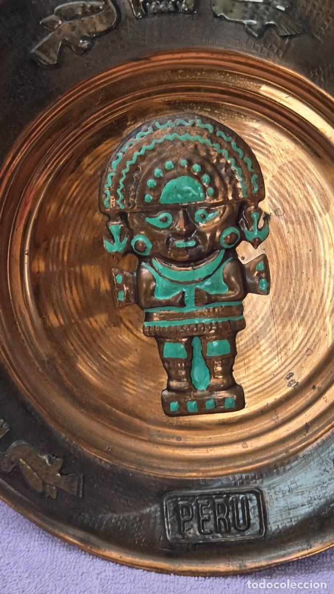 Vintage: plato de cobre mexicano inca - Foto 2