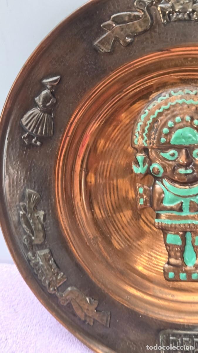 Vintage: plato de cobre mexicano inca - Foto 4