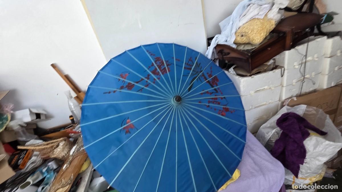 Vintage: sombrilla oriental azul - Foto 3