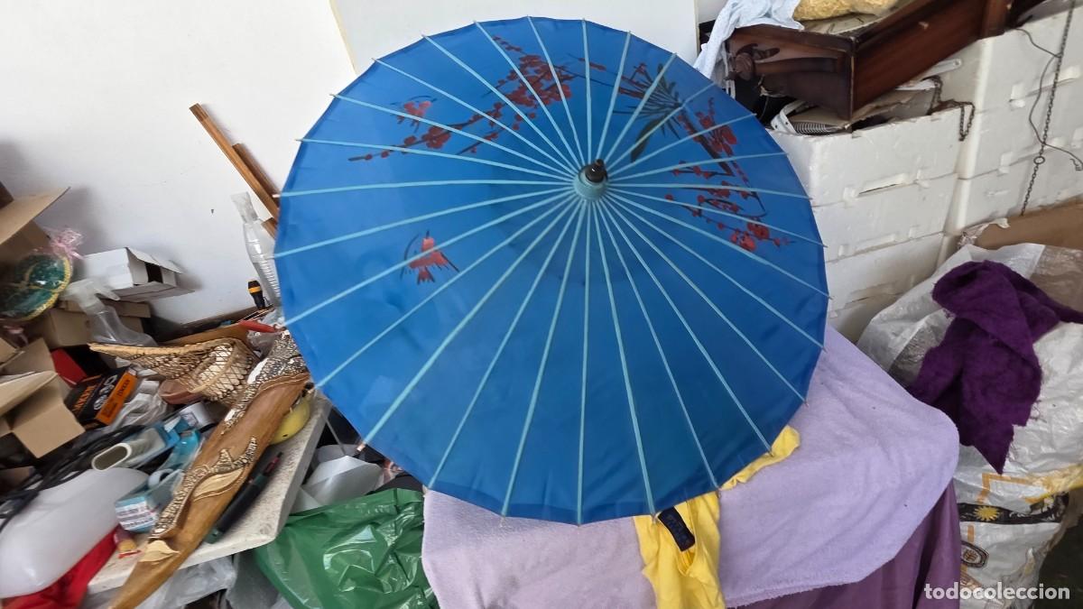 Vintage: sombrilla oriental azul - Foto 4