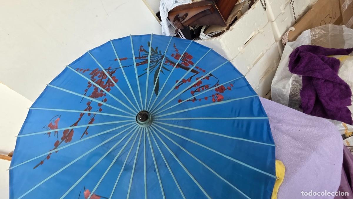 Vintage: sombrilla oriental azul - Foto 5