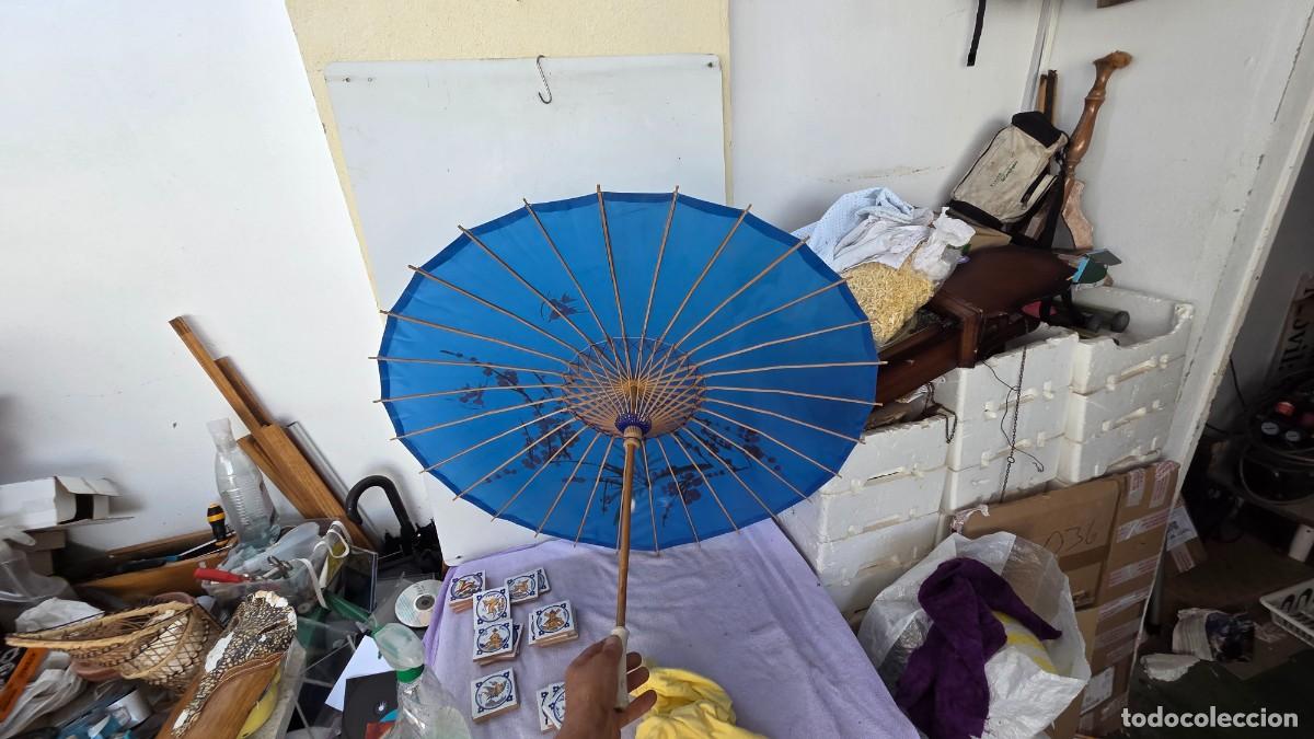 Vintage: sombrilla oriental azul - Foto 6