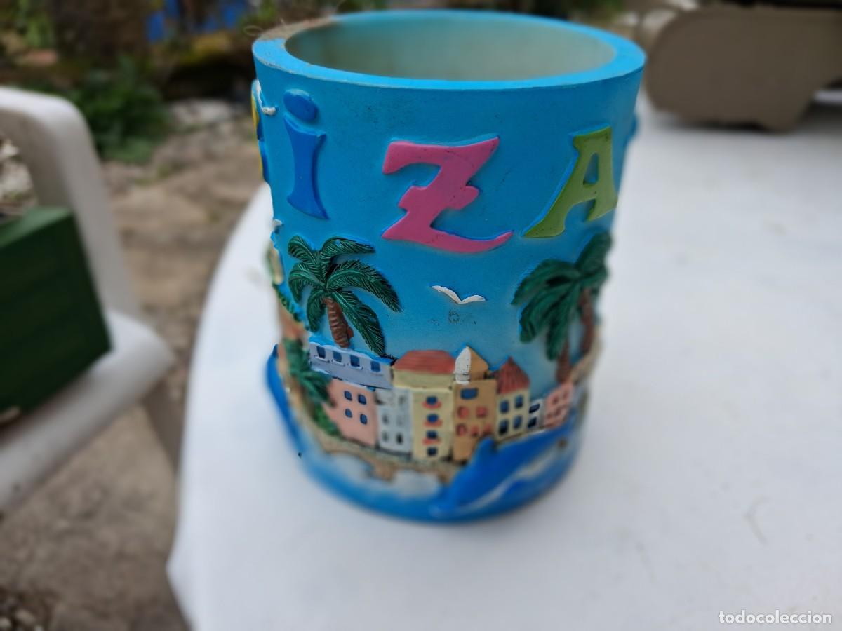 Vintage: Vaso Taza recuerdo de Ibiza - ideal para lapiceros o bol&iacute;grafos