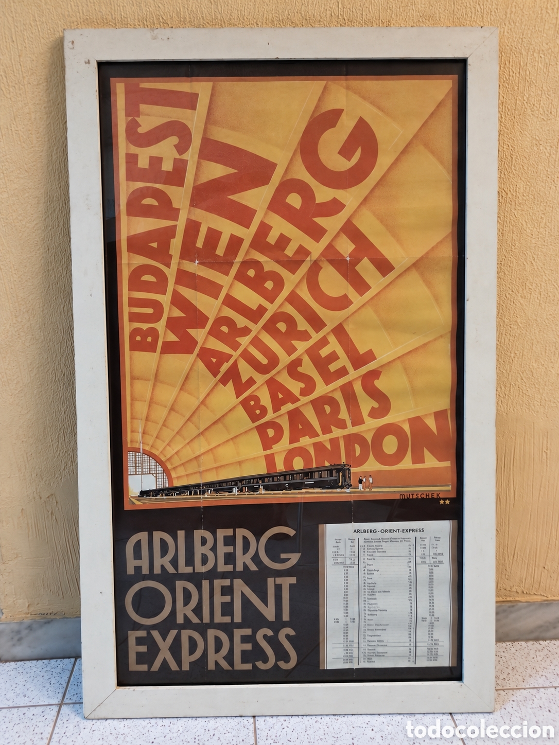 Vintage: Cartel Arlberg Orient Express &ndash; ferrocarril europeo &ndash; reproducci&oacute;n enmarcada 58 x 97 cm