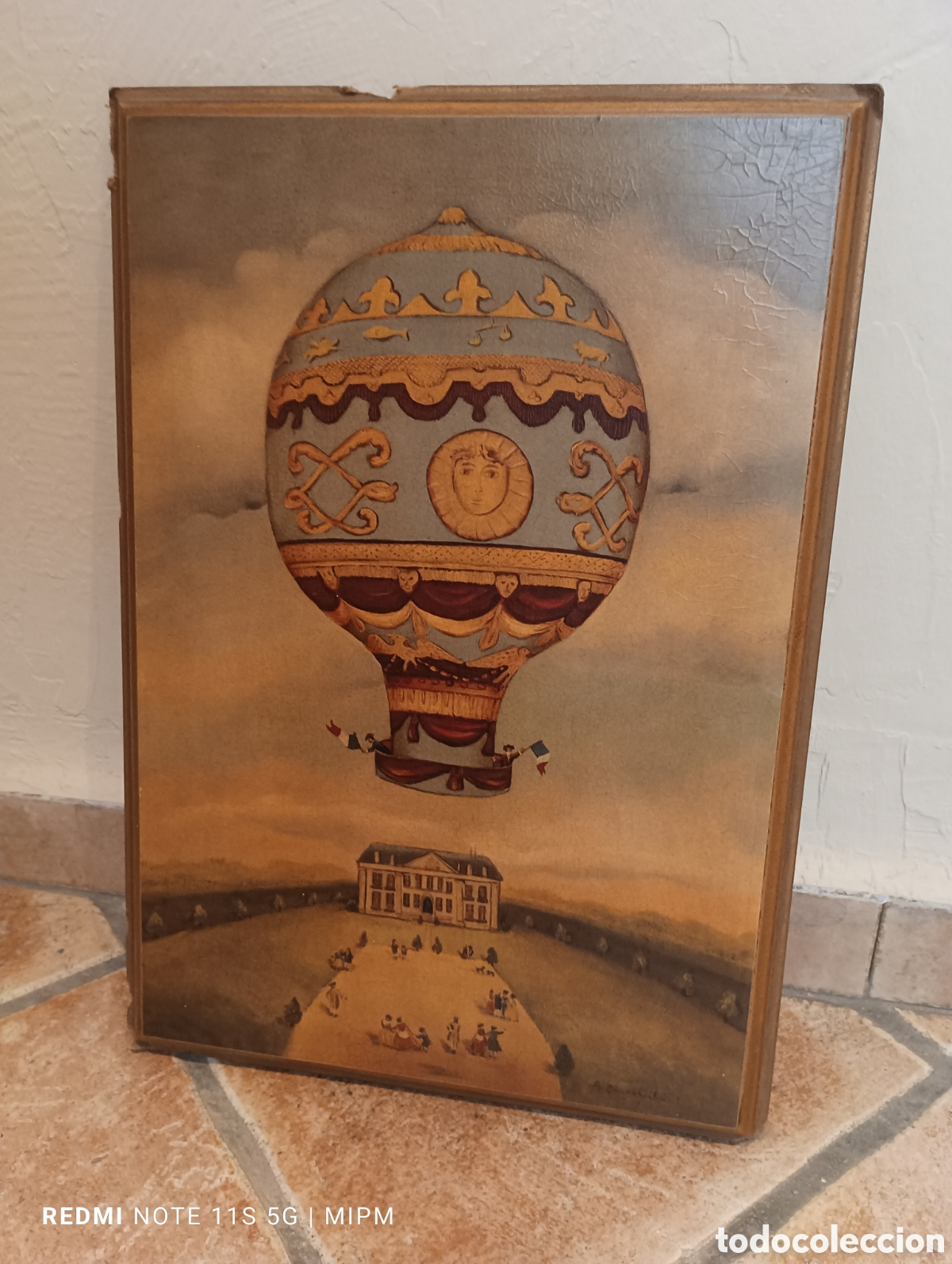 Vintage: Cuadro de madera con motivos de globo r&uacute;stico vintage para resturar