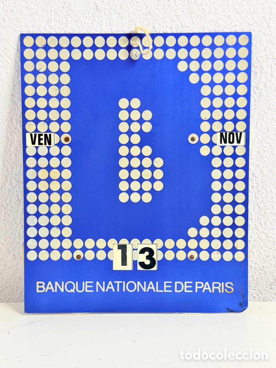 Vintage: calendario perp&eacute;tuo publicitario vintage Banque Nationale Paris 24 x 20 cm