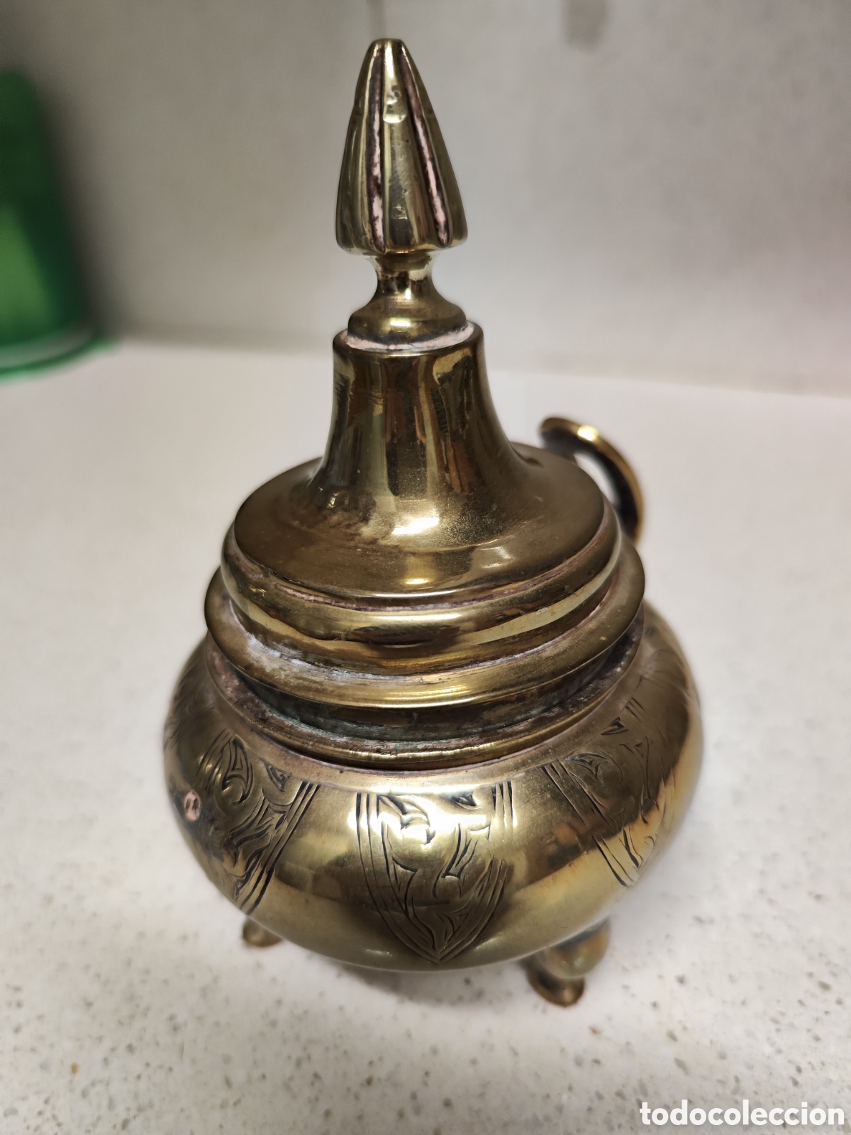 Vintage: Azucarera antigua de bronce de dos piezas - Foto 2